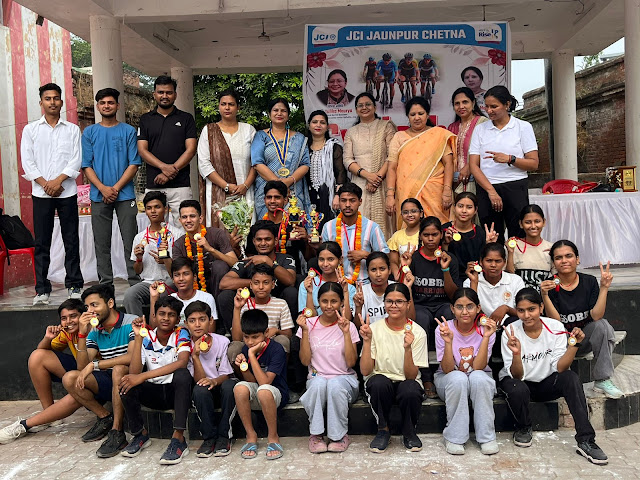 पर्यावरण संरक्षण व फिटनेस को समर्पित जेसीआई जौनपुर चेतना की स्लो साइकिल रेस आयोजित