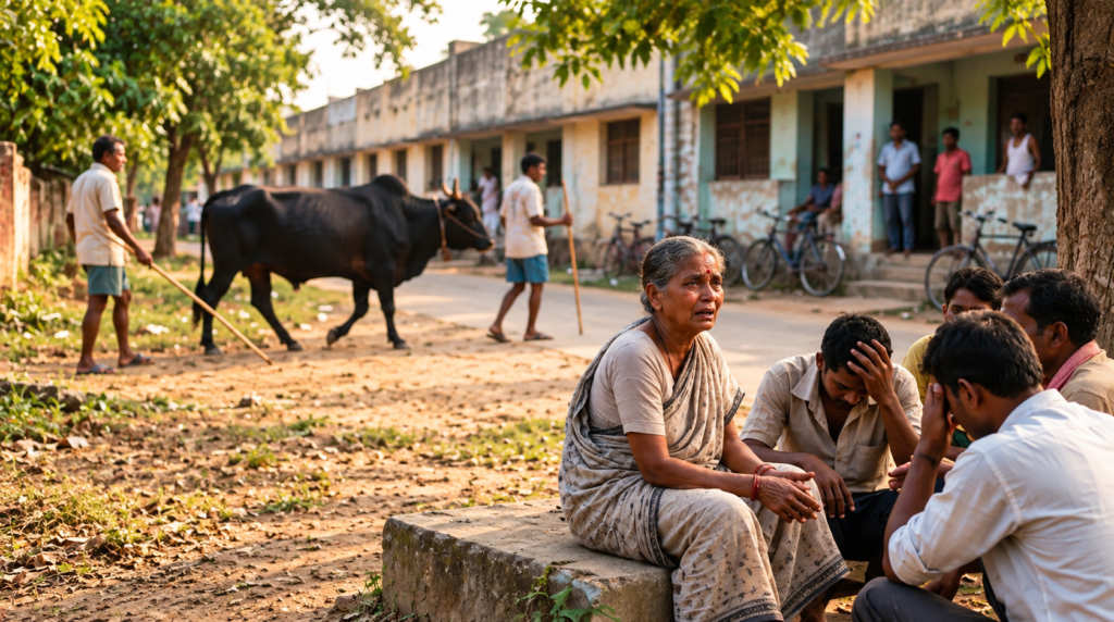 सांड के हमले में बुजुर्ग की मौत, बेनीडीह क्वार्टर में बढ़ी दहशत; ग्रामीणों ने की पकड़ने की मांग