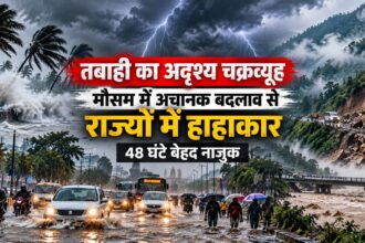 मौसम में अचानक बदलाव के कारण सड़कों पर जलभराव और भारी बारिश
