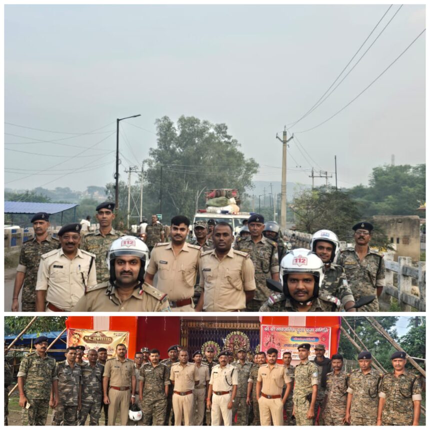दुर्गा पूजा को लेकर जोगता और लोयाबाद पुलिस अलर्ट, अधिकारियों की अगुवाई में निकला फ्लैग मार्च; शांति-सौहार्द बनाए रखने की अपील