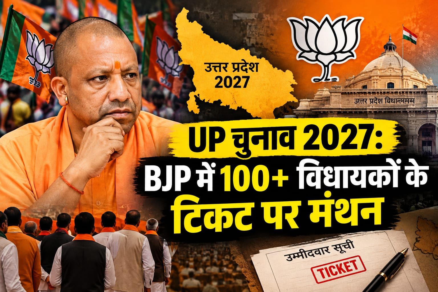 यूपी विधानसभा चुनाव 2027 से पहले BJP में 100 से ज्यादा विधायकों के टिकट पर मंथन