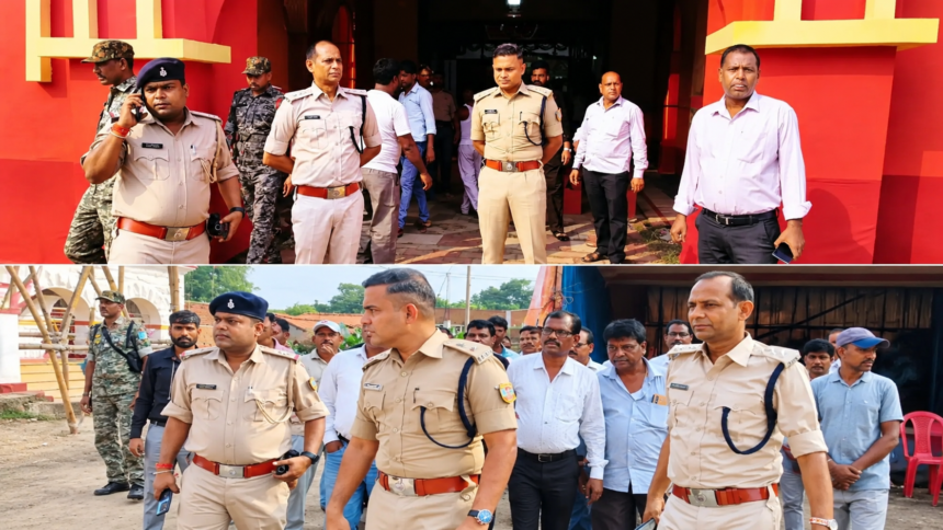 दुर्गापूजा को लेकर अलर्ट धनबाद पुलिस, ग्रामीण एसपी मो. याकूब ने बरोरा के पूजा पंडालों का किया निरीक्षण