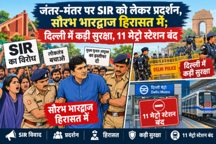 जंतर-मंतर पर SIR के खिलाफ प्रदर्शन पर पुलिस की सख्ती: सौरभ भारद्वाज समेत सैकड़ों हिरासत में, 11 मेट्रो स्टेशन बंद; क्या सरकार विरोध की आवाज सुनने के बजाय कार्रवाई का रास्ता अपना रही है?