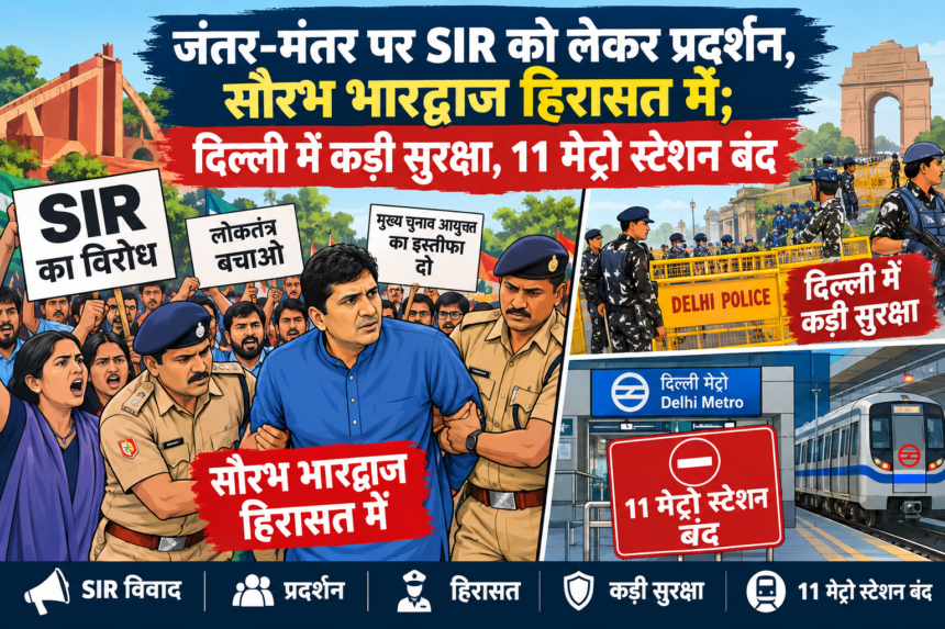 जंतर-मंतर पर SIR के खिलाफ प्रदर्शन पर पुलिस की सख्ती: सौरभ भारद्वाज समेत सैकड़ों हिरासत में, 11 मेट्रो स्टेशन बंद; क्या सरकार विरोध की आवाज सुनने के बजाय कार्रवाई का रास्ता अपना रही है?