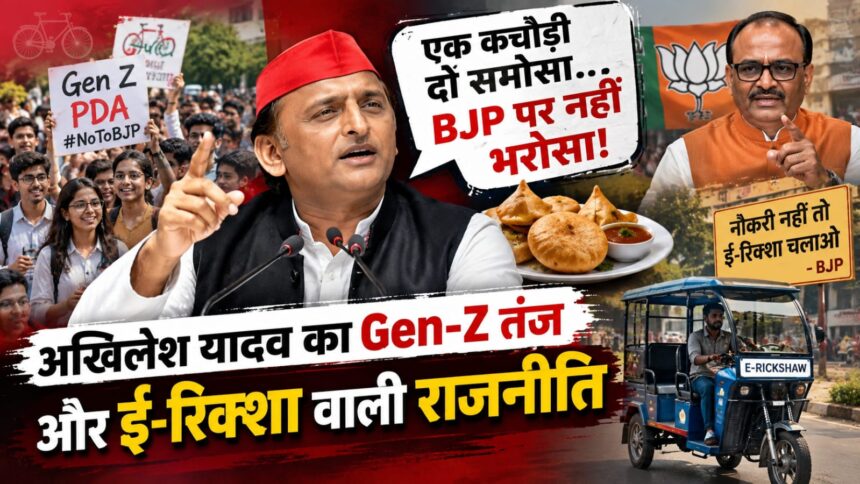 अखिलेश यादव का Gen-Z तंज और ई-रिक्शा वाली राजनीति, कचौड़ी-समोसे के जरिए BJP पर निशाना