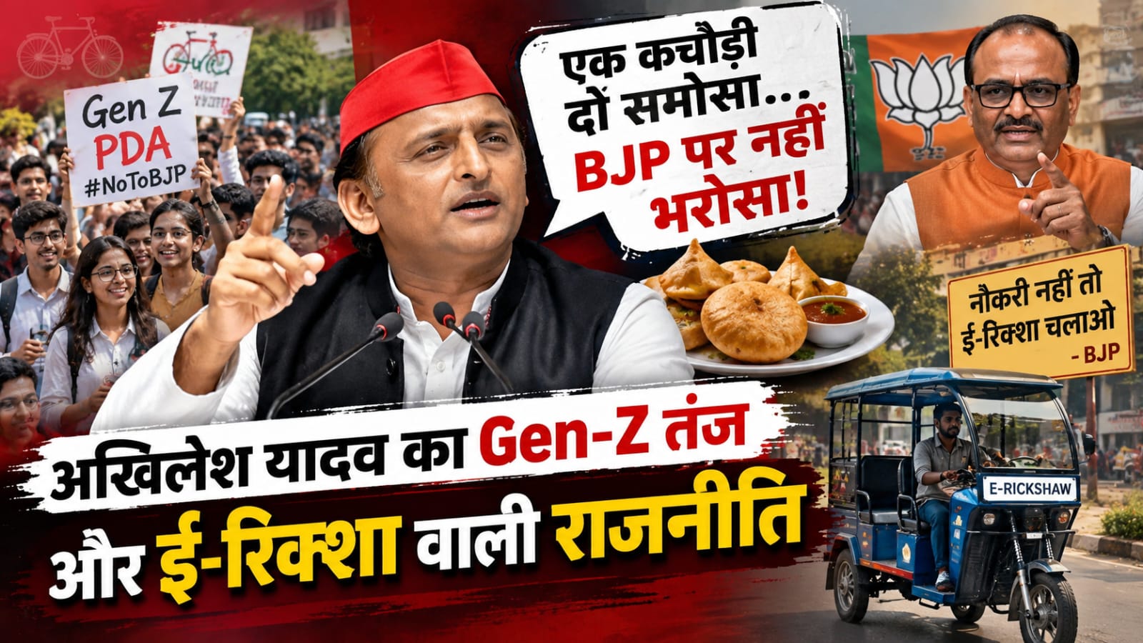 अखिलेश यादव का Gen-Z तंज और ई-रिक्शा वाली राजनीति, कचौड़ी-समोसे के जरिए BJP पर निशाना